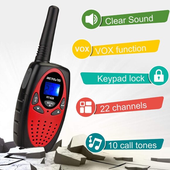 🆕 Kids Red Walkie Talkies Long Range 2 Way Radio Camping Hiking Indoor Toy Gift - Picture 3 of 10
